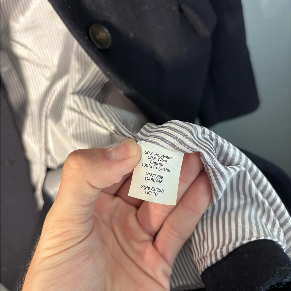 J.Crew Wool Single Breasted Topcoat Pea Coat Winter Jacket Preppy Size 2 - Picture 4 of 4